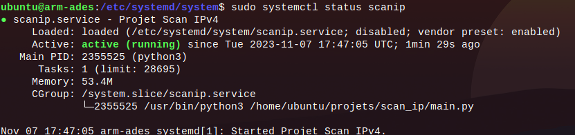 Scan qui tourne dans un service